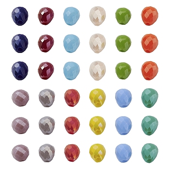 120Pcs Opaque Glass Beads Strands, AB Color Plated, Faceted, Teardrop, Mixed Color, 4.5x4.5mm, Hole: 1mm