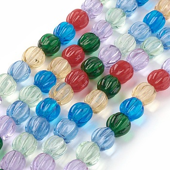 Handmade Lampwork Beads Strands, Lantern, Mixed Color, 9~10.5x10~10.5mm, Hole: 1.8mm, about 35pcs/strand, 14.37 inch(36.5cm)