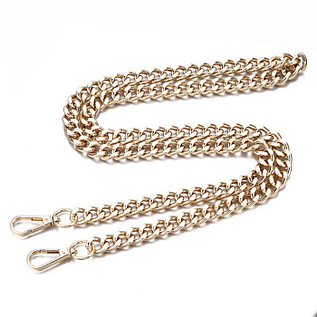 Bag Chains Straps, Aluminum Curb Link Chains, with Alloy Swivel Clasps, for Bag Replacement Accessories, Light Gold, 1160x13mm