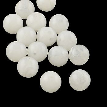 Round Imitation Gemstone Acrylic Beads, White, 20mm, Hole: 3mm, about 110pcs/500g