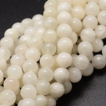 Natural White Moonstone Round Beads Strands, 4~4.5mm, Hole: 0.8mm, about 90pcs/strand, 15.7 inch