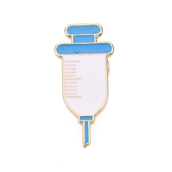 Medical Theme Alloy Enamel Pin Brooches, Syringe Shape, 29.5x13.5mm