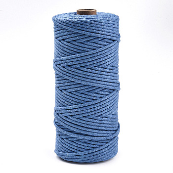 Cotton String Threads, Macrame Cord, Decorative String Threads, for DIY Crafts, Gift Wrapping and Jewelry Making, Cornflower Blue, 3mm, about 109.36 Yards(100m)/Roll.