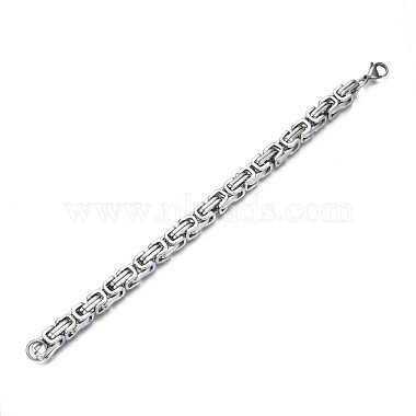 201 Stainless Steel Byzantine Chain Bracelet for Men Women(BJEW-S057-71)-2