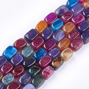13mm Mixed Color Cuboid Dragon Veins Agate Beads
