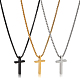 3Pcs 3 Colors Titanium Steel Cross Pendant Necklace with Box Chains(NJEW-AN0001-76)-1