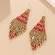 Boho Seed Bead Rhombus Tassel Earrings(EJEW-Z072-02A)-1