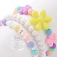 3Pcs 3 Style Acrylic Flower Beaded Stretch Bracelets Set with Bear Charms for Kids(BJEW-JB09106)-3