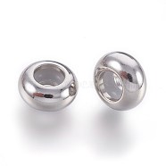 201 Stainless Steel Beads, with Plastic, Slider Beads, Stopper Beads, Rondelle, Stainless Steel Color, 9x4.5mm, Hole: 3mm(STAS-F188-26P-C)