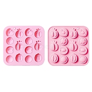 2Pcs Half Fruit Shape DIY Silicone Molds, Resin Casting Molds, for UV Resin & Epoxy Resin Craft Making, Pink, 129x130x12mm, Inner Diameter: 25~33x24~27mm(DIY-CJ0002-04)
