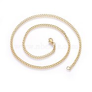 304 Stainless Steel Curb Chain Necklaces, with Lobster Clasps, Golden, 17.72 inch(45cm)(X-NJEW-H492-01G)