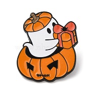 Halloween Ghost Theme Alloy Enamel Brooch, Pin for Backpack Clothes, Box, 30x26.5x1.5mm(JEWB-E022-03EB-01)