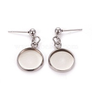 304 Stainless Steel Stud Earring Settings, Stainless Steel Color, 25mm, Pin: 0.9mm, Tray: 12mm(STAS-L226-019G-P)