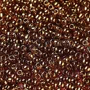 TOHO Round Seed Beads, Japanese Seed Beads, (421) Gold Luster Transparent Pink, 11/0, 2.2mm, Hole: 0.8mm, about 50000pcs/pound(SEED-TR11-0421)