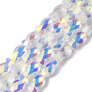 Transparent Electroplate Glass Beads Strands, Half Rainbow Plated, Faceted, Fish, Clear AB, 10.5x6x5mm, Hole: 1.4mm, about 55pcs/strand, 21.97 inch(55.8cm)(EGLA-F157-HR02)