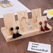 2-Slot Wooden Earring Display Card Stands, Jewelry Organizer Holder with Earring Display Cards, for Earring, pendant Necklace Storage, Wheat, Finish Product: 21.9x8x8.2cm, Hole: 1.6mm(EDIS-R027-01A-02)