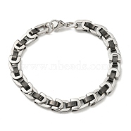 Two Tone 304 Stainless Steel Link Chain Bracelet, Black, 8-7/8 inch(22.5cm), Wide: 8mm(BJEW-B078-29BP)
