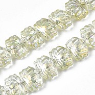 Electroplate Glass Beads Strand, AB Color, Lotus Flower, Champagne Yellow, 10.5x14x6~7mm, Hole: 1mm, about 65pcs/strand, 24.02 inch~ 24.41 inch(61~62cm)(EGLA-S188-24-B01)