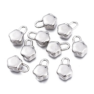 304 Stainless Steel Charms, Flower Lock, Stainless Steel Color, 14.5x9.5x5.7mm, Hole: 4.5x3mm(STAS-K207-54P)