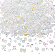 6 Bags Resin Cabochons, Nail Art Decoration Accessories, Mixed Shape, White, 5.5~12x5.5~11x1~4mm(MRMJ-SC0001-22)