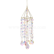 Quartz Crystal Pendant Decorations, with Iron Findings, Teardrop, Clear AB, 468mm, Pendants: 305x78mm(HJEW-M007-03G)