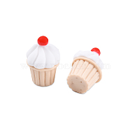 Opaque Resin Decoden Cabochons, Imitation Food, Cupcake with Heart, Red, 24~25x16.5~18x16.5~18mm(CRES-N022-146)
