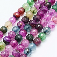 Natural Agate Beads Strands, Dyed, Round, Faceted, Mixed Color, 8mm, Hole: 1mm, about 48pcs/strand, 14.57 inch(37cm)(G-E469-05-8mm)