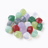 Faceted Glass Cabochons, Square, Flat Back, Mixed Color, 10x10x8mm, Bottom: 7.5x7.5mm(GLAA-F099-08)