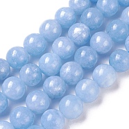 Natural Jade Beads Strands, Dyed, Imitation Aquamarine, Round, 10mm, Hole: 1mm, about 37pcs/strand, 14.56 inch(37cm)(X-G-I222-10mm-02)