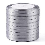 Single Face Satin Ribbon, Polyester Ribbon, Gray, 1/4 inch(6mm), about 25yards/roll(22.86m/roll), 10rolls/group, 250yards/group(228.6m/group)(RC6mmY-0003)