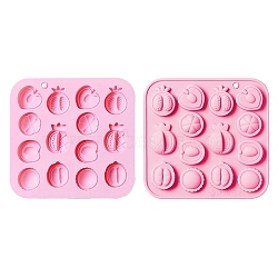 2Pcs Half Fruit Shape DIY Silicone Molds, Resin Casting Molds, for UV Resin & Epoxy Resin Craft Making, Pink, 129x130x12mm, Inner Diameter: 25~33x24~27mm(DIY-CJ0002-04)