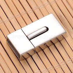 Tarnish Resistant Smooth Surface 304 Stainless Steel Rectangle Magnetic Clasps, Stainless Steel Color, 23x12x6mm, Hole: 3x10.5mm(STAS-I045-04A)