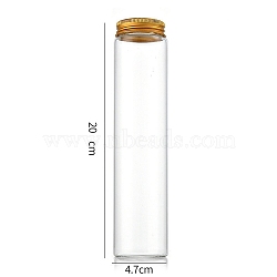 Column Glass Screw Top Bead Storage Tubes, Clear Glass Bottles with Aluminum Lips, Golden, 4.7x20cm, Capacity: 260ml(8.79fl. oz)(CON-WH0086-094J-02)