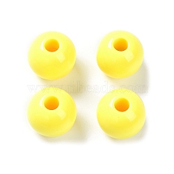 Opaque Acrylic European Beads, Large Hole Beads, Round, Yellow, 19.5x18mm, Hole: 6mm, about 122pcs/500g(OACR-G016-23B)