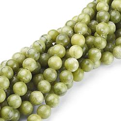 Natural Gemstone Beads, Taiwan Jade, Natural Energy Stone Healing Power for Jewelry Making, Round, Olive Drab, 8mm, Hole: 1.5mm, about 46~48pcs/strand, 15~16 inch(GSR032)