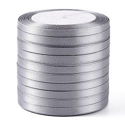 Single Face Satin Ribbon, Polyester Ribbon, Gray, 1/4 inch(6mm), about 25yards/roll(22.86m/roll), 10rolls/group, 250yards/group(228.6m/group)(RC6mmY-0003)