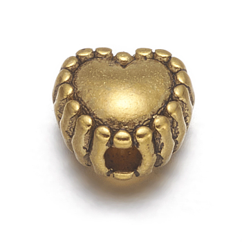 Tibetan Style Alloy Beads, Cadmium Free & Lead Free, Heart, Antique Golden, 5x6x4mm, Hole: 1.5mm
