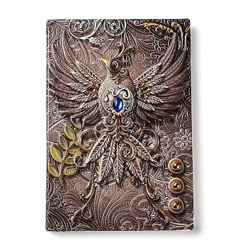 3D Embossed PU Leather Notebook, A5 Phoenix Pattern Journal, for School Office Supplies, Multi-color, 215x145mm