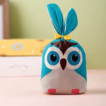 Plastic Bags, Candy Cookie Multifunction Bags, for Party Gift Supplies, Dark Turquoise, Owl Pattern, 23x13.5cm, 50pcs/set