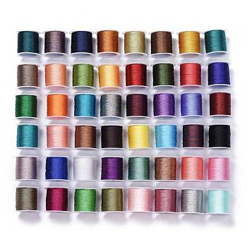 Polyester Braided Metallic Thread, for DIY Braided Bracelets Making and Embroidery, Mixed Color, 0.4mm, 6-Ply, about 54.68 yards(50m)/roll