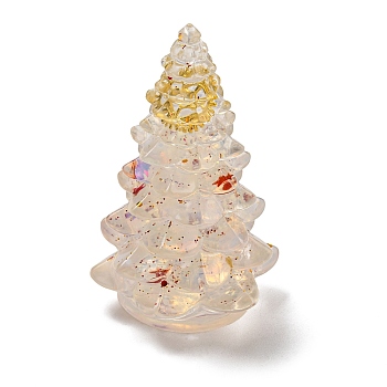Resin Christmas Tree Display Decoration, with Opalite Chips inside Statues for Home Office Decorations, 36x37x57mm