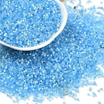 Imitation Cat Eyes Glass Seed Beads, Dyed, Cylinder, Dodger Blue, 1.6x1.3mm, Hole: 0.8mm, about 1333pcs/10g