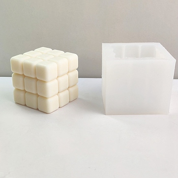 Magic Cube Candle Food Grade Silicone Molds, for Scented Candle Making, White, 71x74x67mm, Inner Diameter: 60x60x58mm