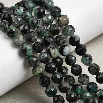Natural Emerald Beads Strands, Faceted, Round, 6~7mm, Hole: 0.9mm, about 62pcs/strand, 15.28''(38.8cm)