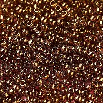 TOHO Round Seed Beads, Japanese Seed Beads, (421) Gold Luster Transparent Pink, 11/0, 2.2mm, Hole: 0.8mm, about 50000pcs/pound