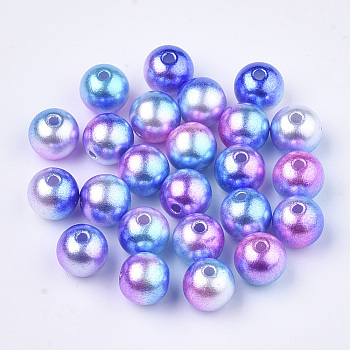Rainbow ABS Plastic Imitation Pearl Beads, Gradient Mermaid Pearl Beads, Round, Medium Orchid, 7.5~8x7~7.5mm, Hole: 1.6mm, about 2000pcs/500g