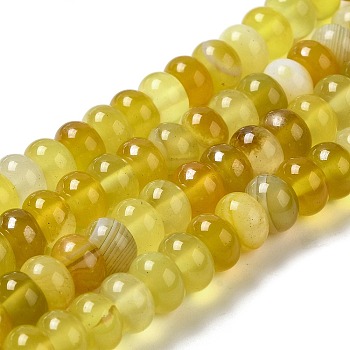 Natural Agate Beads Strands, Dyed & Heated, Rondelle, Yellow, 8~8.5x4.5~5.5mm, Hole: 1.4mm, about 41pcs/strand, 7.40~7.48''(18.8~19cm)