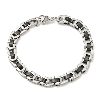 Two Tone 304 Stainless Steel Link Chain Bracelet, Black, 8-7/8 inch(22.5cm), Wide: 8mm