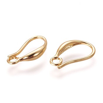 Brass Earring Hooks, with Horizontal Loop, Golden, 15x8.5x2.5mm, Hole: 1.8mm, 20 Gauge, Pin: 0.8mm