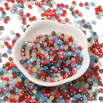 Glass Beads, Faceted, Rondelle, Light Steel Blue, 4x3mm, Hole: 0.4mm, about 820pcs/60g